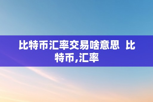 比特币汇率交易啥意思  比特币,汇率