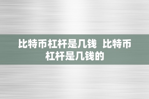比特币杠杆是几钱  比特币杠杆是几钱的
