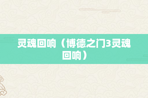 灵魂回响（博德之门3灵魂回响）
