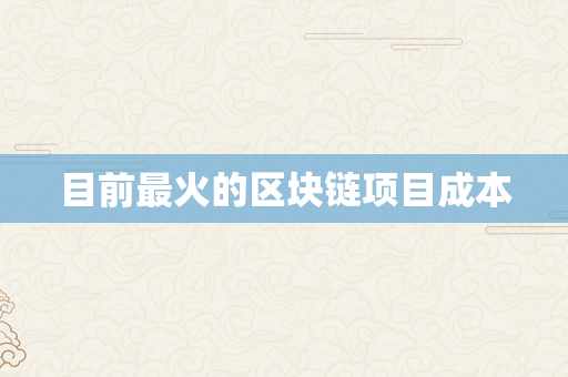 目前最火的区块链项目成本