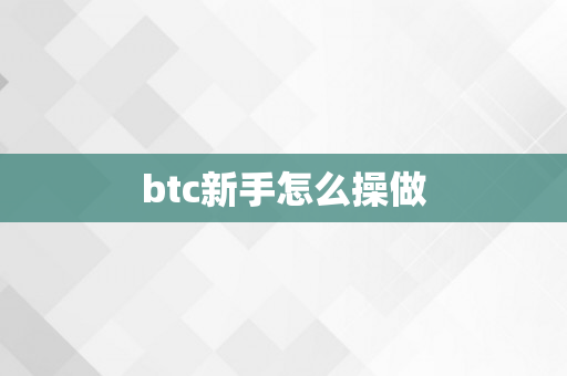 btc新手怎么操做
