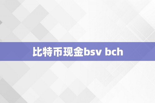 比特币现金bsv bch
