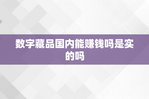 数字藏品国内能赚钱吗是实的吗