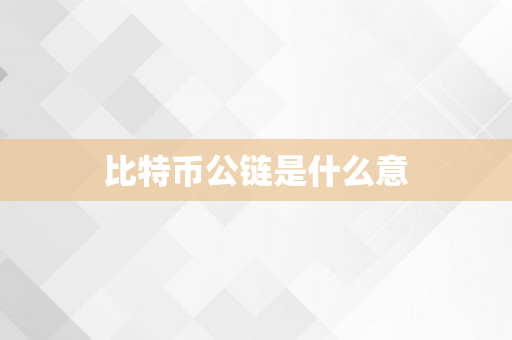 比特币公链是什么意