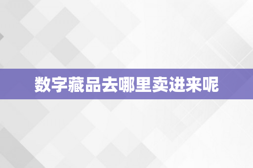 数字藏品去哪里卖进来呢