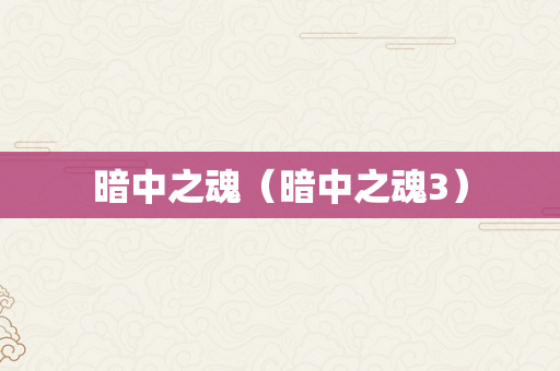 暗中之魂（暗中之魂3）